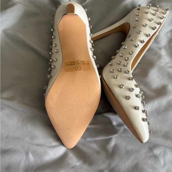 New White Diamond Studded Women's Heels - Picture 4 of 5
